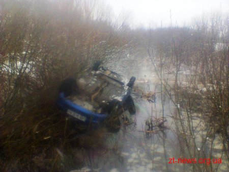 На Житомирщині рятувальники витягнули автомобіль, який перекинувся у кювет