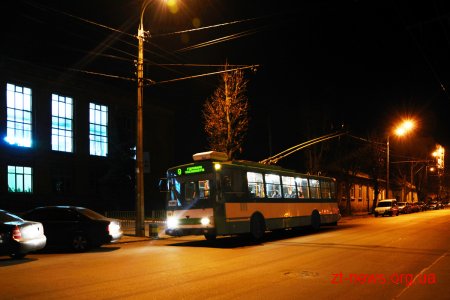 Нічні тролейбуси у Житомирі відтепер їздитимуть до опівночі