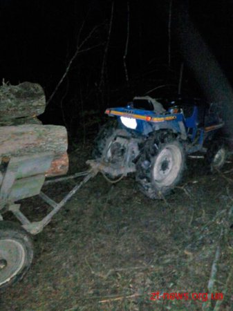 На Житомирщині затримали двох чоловіків, які намагалися вивезти з лісу колоди дерев