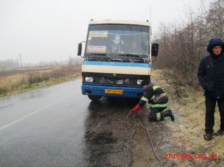 На Житомирщині два автобуси занесло на слизькій дорозі в кювет