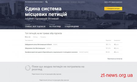 Жителі Житомирщини можуть реєструвати і підтримувати електронні петиції