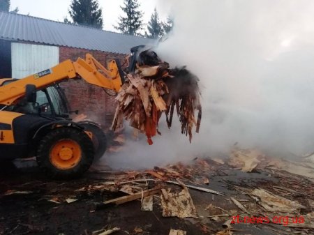 На Житомирщині на території деревообробного підприємства загорілися відходи деревини