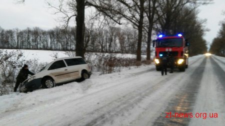 Через ожеледицю на Житомирщині автівка злетіла в кювет