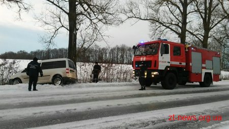 Через ожеледицю на Житомирщині автівка злетіла в кювет