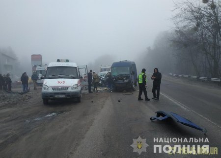 На Житомирщині внаслідок лобового зіткнення легковика та буса постраждало 4 людей