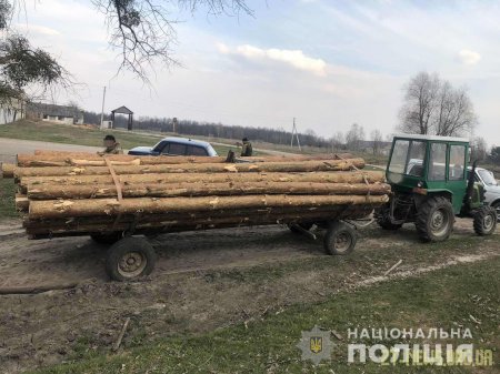 В Олевському районі поліцейські затримали трактор з деревиною без документів