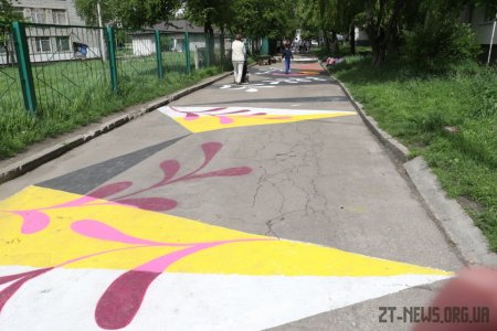У Житомирі учні ліцею розмалювали частину дороги до школи